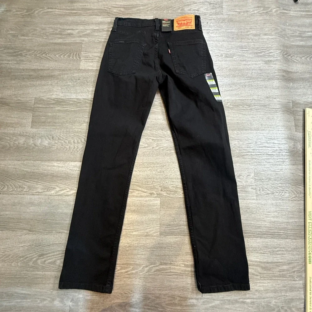 Levis 514 Straight Fit Mens Black Stretch Jeans 28x32 NWT 00514-1434